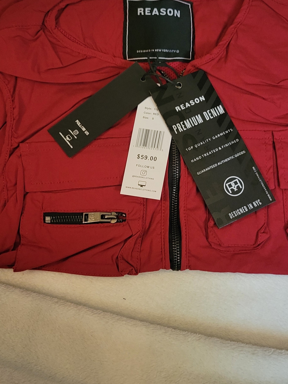 Reason Red Multi-Pocket Utility Vest - Picture 3 of 3